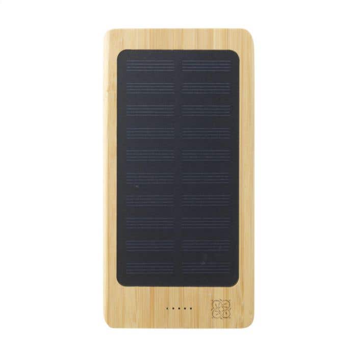 Powerbank | Bamboe | 8000 mAh | Draadloos & zonnepaneel