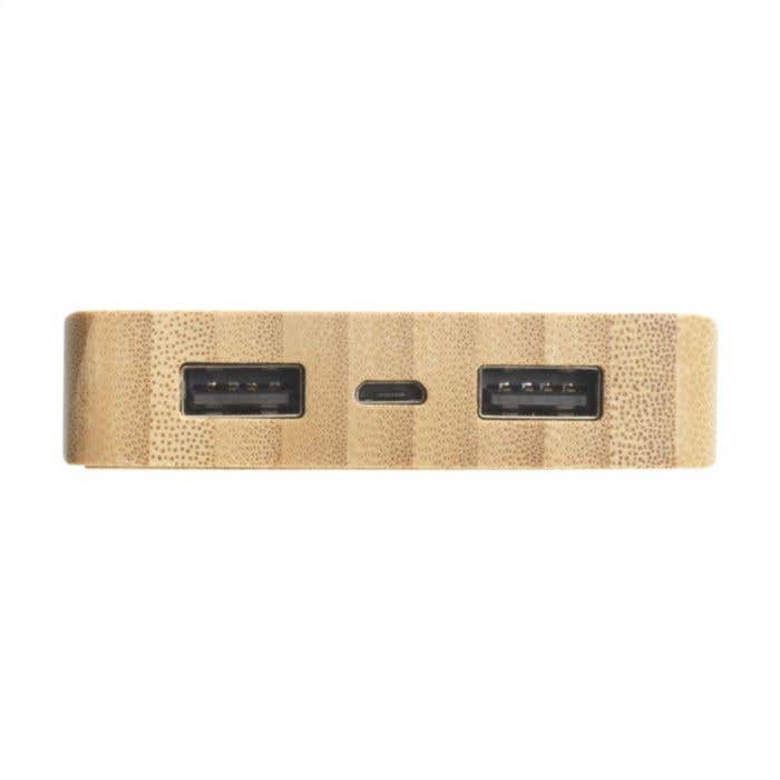 Powerbank | Bambou | 8000 mAh | Sans fil & panneau solaire