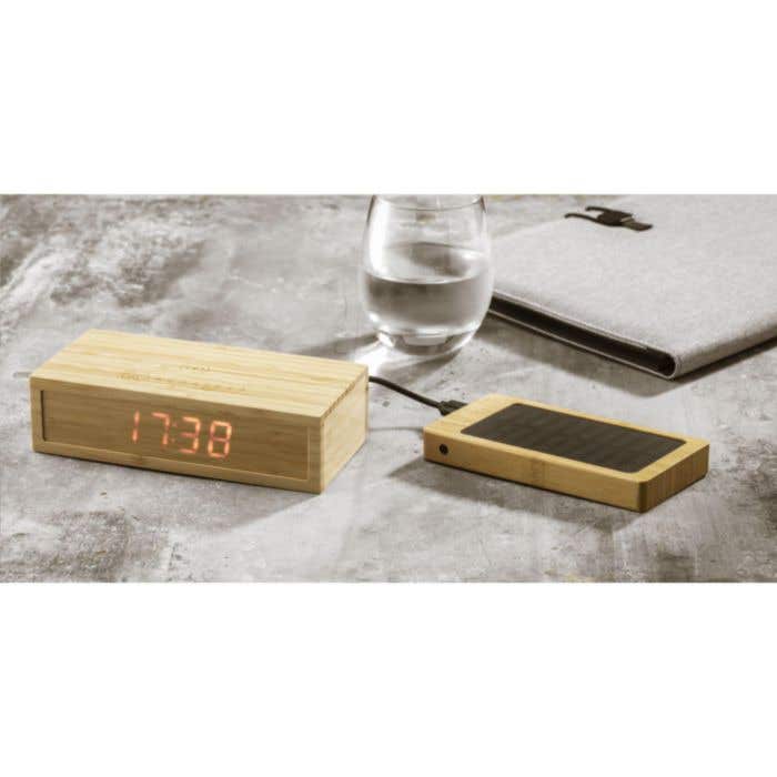 Powerbank | Bambou | 8000 mAh | Sans fil & panneau solaire