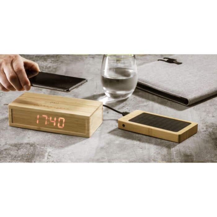 Powerbank | Bambou | 8000 mAh | Sans fil & panneau solaire