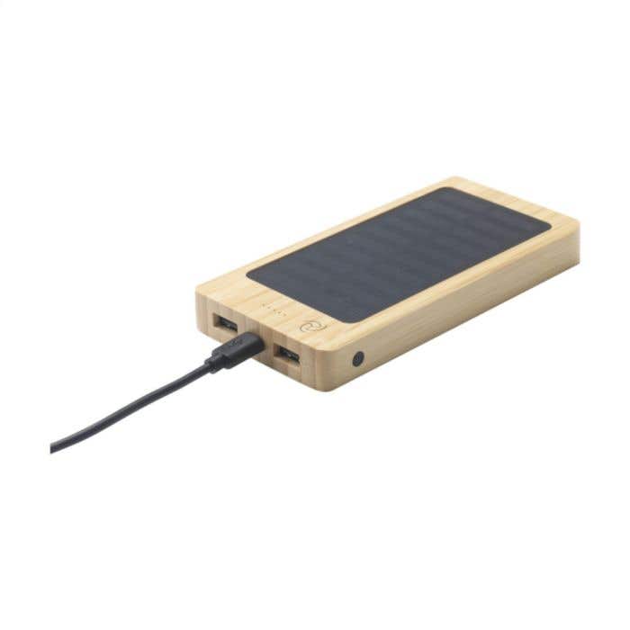 Powerbank | Bambou | 8000 mAh | Sans fil & panneau solaire