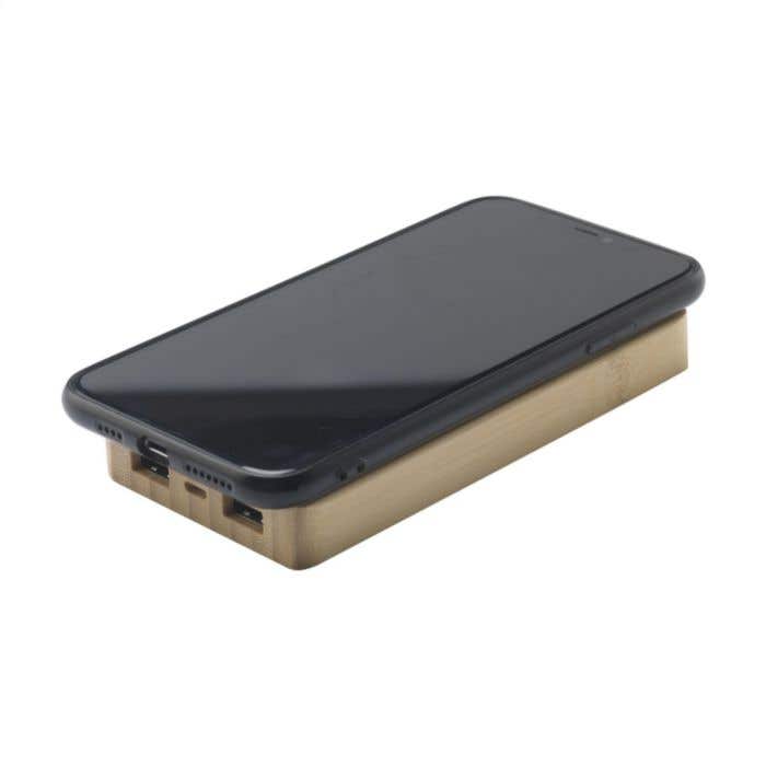 Powerbank | Bambou | 8000 mAh | Sans fil & panneau solaire