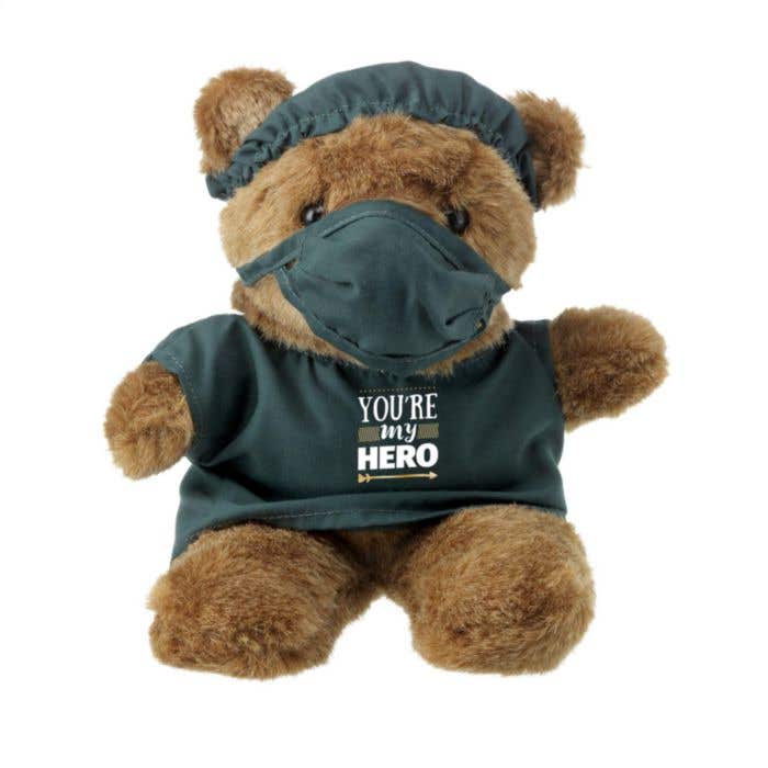 Ours en peluche | Tenue de bloc opératoire | Avec bonnet de chirurgien et masque