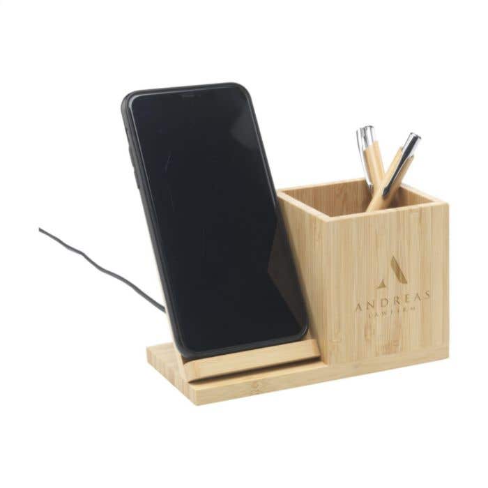 Chargeur sans fil | Bambou | 15W | Avec porte-stylo