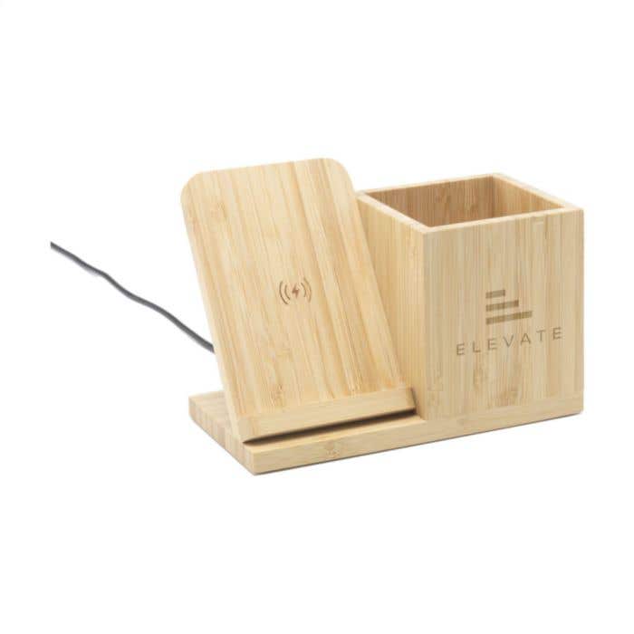 Chargeur sans fil | Bambou | 15W | Avec porte-stylo