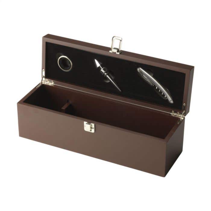 Coffret cadeau vin | Bois | Avec tire-bouchon sommelier et accessoires