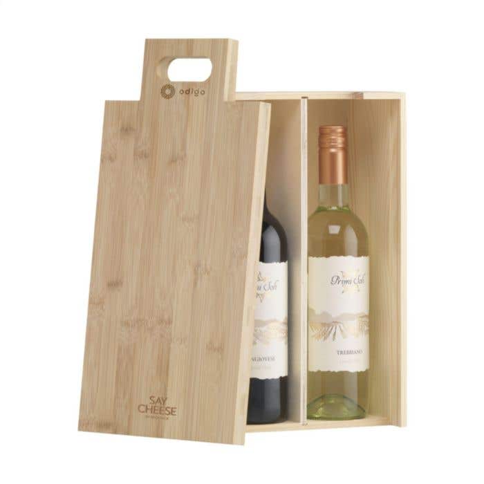 Wijnkist Say Cheese | FSC® Dennenhout | Bamboe deksel