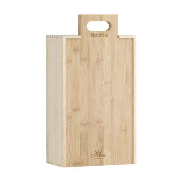 Wijnkist Say Cheese | FSC® Dennenhout | Bamboe deksel