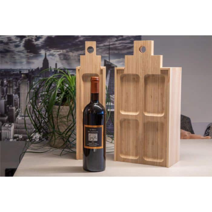 Wijnkist | FSC® Hout & Bamboe | Met tapasplank