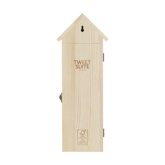 Wijnkist Rackpack Tweet | Grenenhout | Vogelhuisje