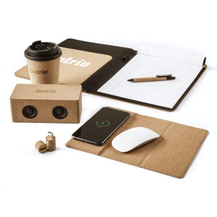 Muismat | Kurk | Draadloze oplader 10W | Telefoonstandaard