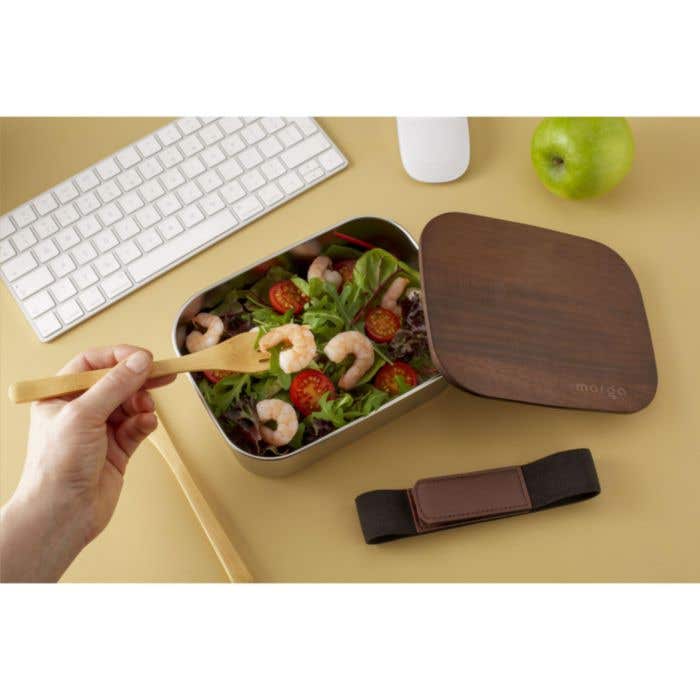 Lunchbox | Gerecycled RVS | 1700 ml | Acaciahout deksel
