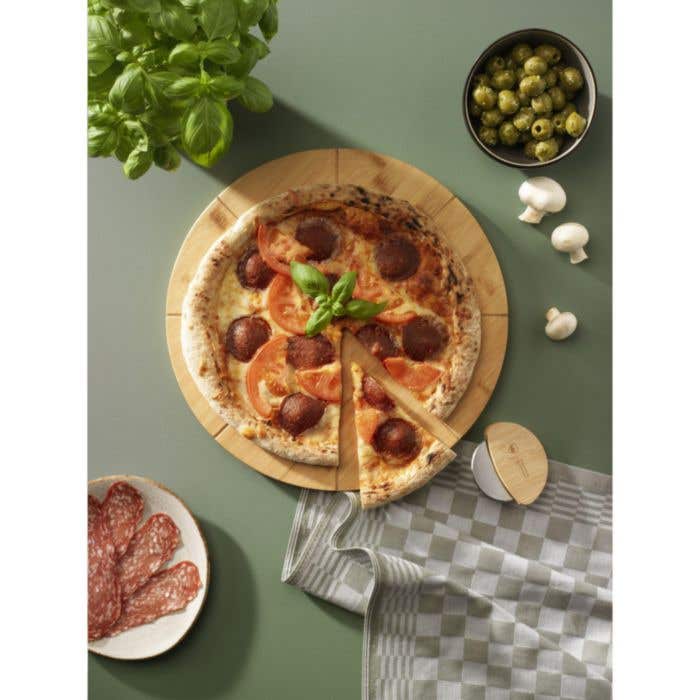 Pizzasnijder | Bamboe | RVS snijwiel