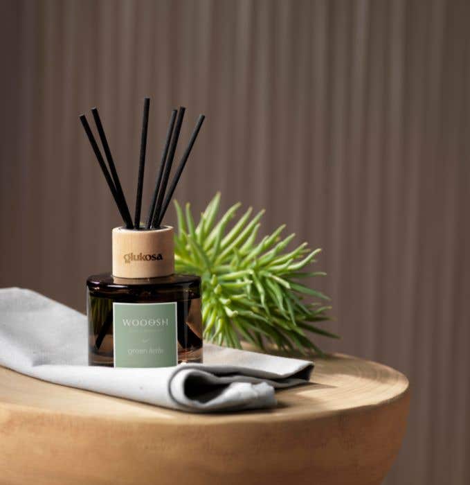 Wooosh Geurstokjes | Green Herbs | 75 ml | Glas met hout