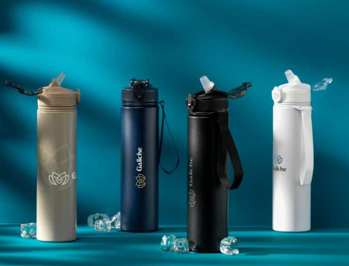 Drinkfles AquaSteel | Gerecycled RVS | 750 ml | Drinktuit met rietje