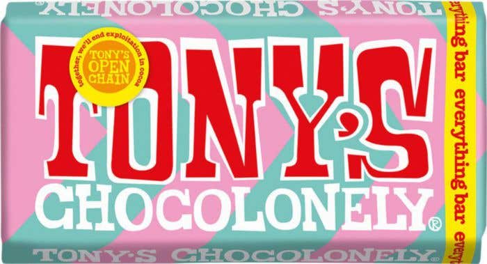 Barre de chocolat Tony's Chocolonely Chocolat au lait Caramel Sel de mer Bretzel Nougat Amandes [180 grammes]