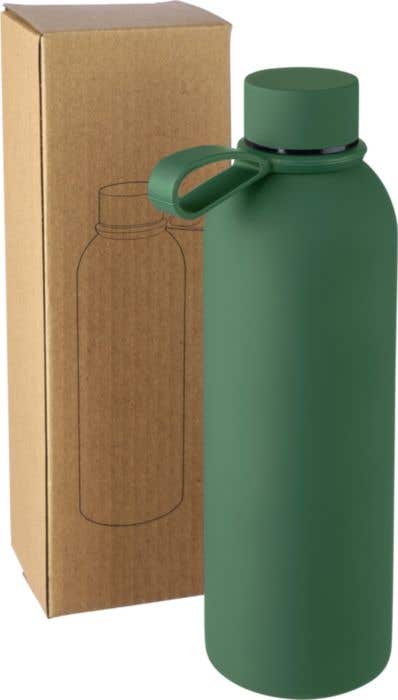 Drinkfles Sena | 500 ml | Gerecycleerd RVS | Dubbelwandig | Draaglus | Rubberen afwerking