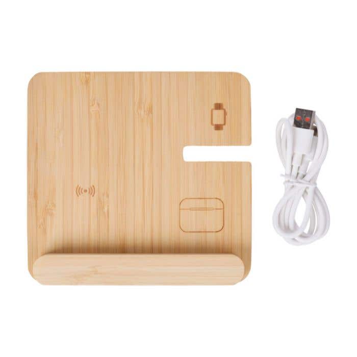 Chargeur sans fil Tribu | Bambou recyclé | 3-en-1
