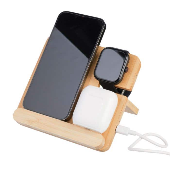 Chargeur sans fil Tribu | Bambou recyclé | 3-en-1