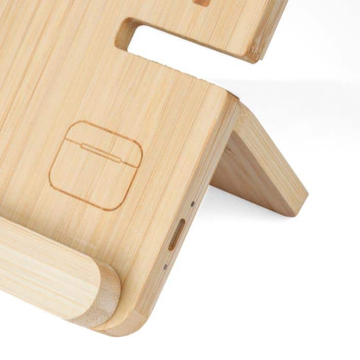 Chargeur sans fil Tribu | Bambou recyclé | 3-en-1