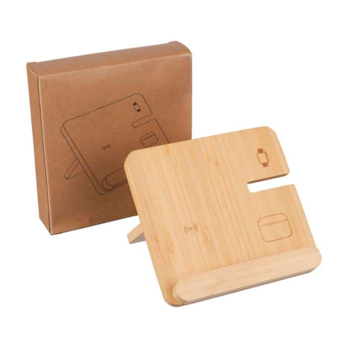 Chargeur sans fil Tribu | Bambou recyclé | 3-en-1