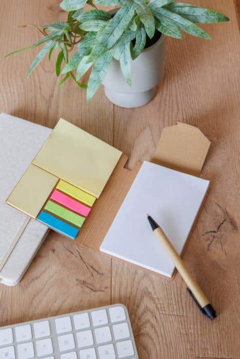 Notitieboek Quillo | A6 | Gerecycleerd | 70 pagina’s | Blanco | Sticky notes