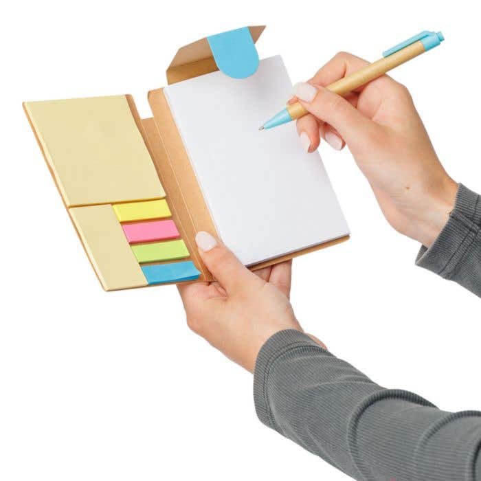 Notitieboek Quillo | A6 | Gerecycleerd | 70 pagina’s | Blanco | Sticky notes