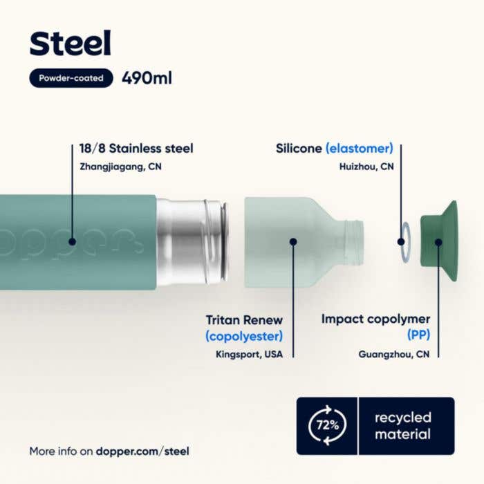 Dopper Steel | 490 ml | RVS | Gekleurde beker | Drinkfles