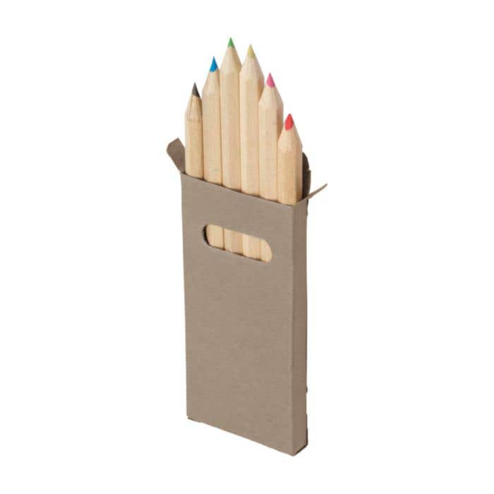 6 crayons de couleurs en bois naturel
