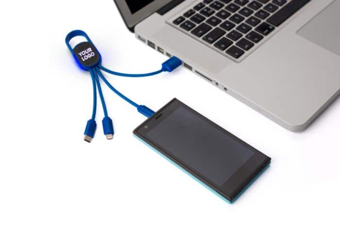 4-en-1 câble de charge avec logo lumineux