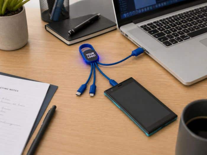 4-en-1 câble de charge avec logo lumineux