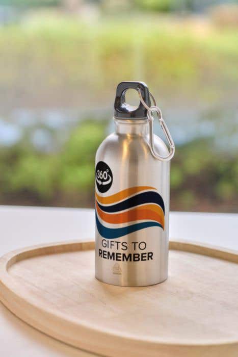 Drinkfles Sable | 400 ml | Gerecycleerd RVS | Enkelwandig | Karabijnhaak