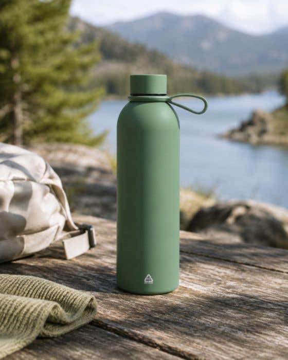 Drinkfles Sena | 500 ml | RVS | Dubbelwandig | Draaglus | Rubberen afwerking