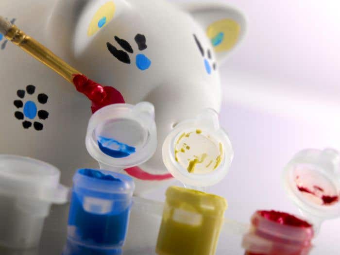 Spaarvarken Piggy met verf