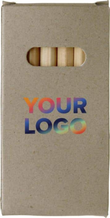 6 crayons de couleurs en bois naturel