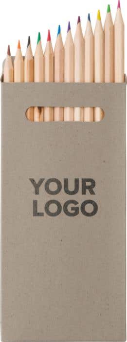 12 grands crayons de couleur en bois naturel