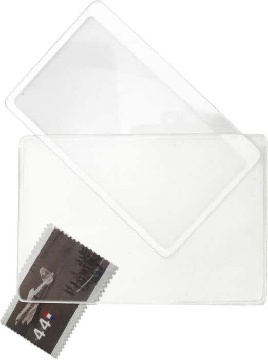 Carte de visite/loupe dans une housse en vinyle.