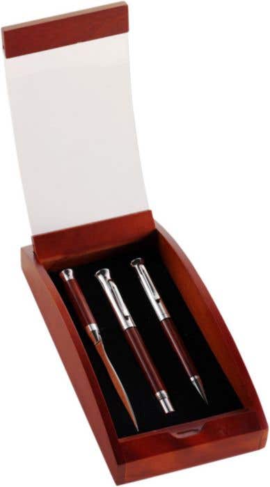 Schrijfset Rosewood | 3-delig | Hout | Met briefopener | In geschenkdoosje