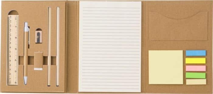 Kartonnen schrijfset met stationary [8-delig]