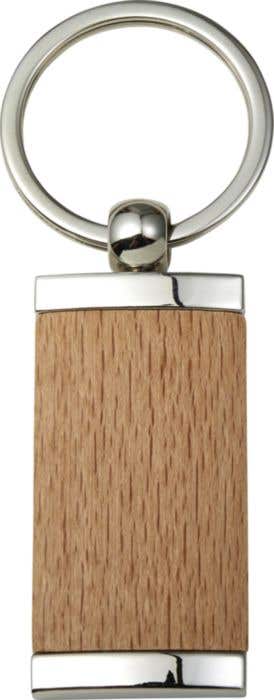 Metalen Sleutelhanger Hout