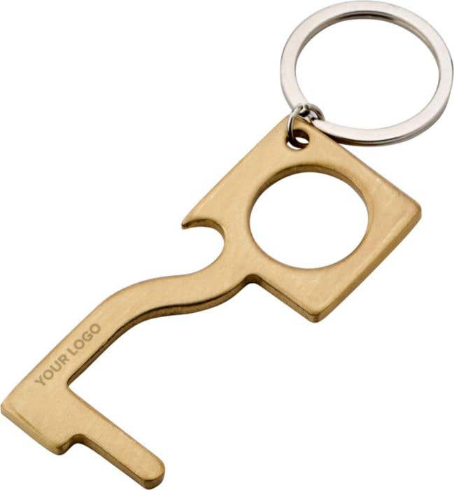 Koperen hygiënesleutel met flesopener