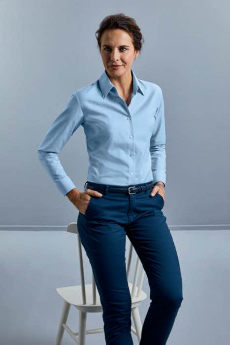 Russell Easy Care Oxford Chemise à manches longues pour femmes
