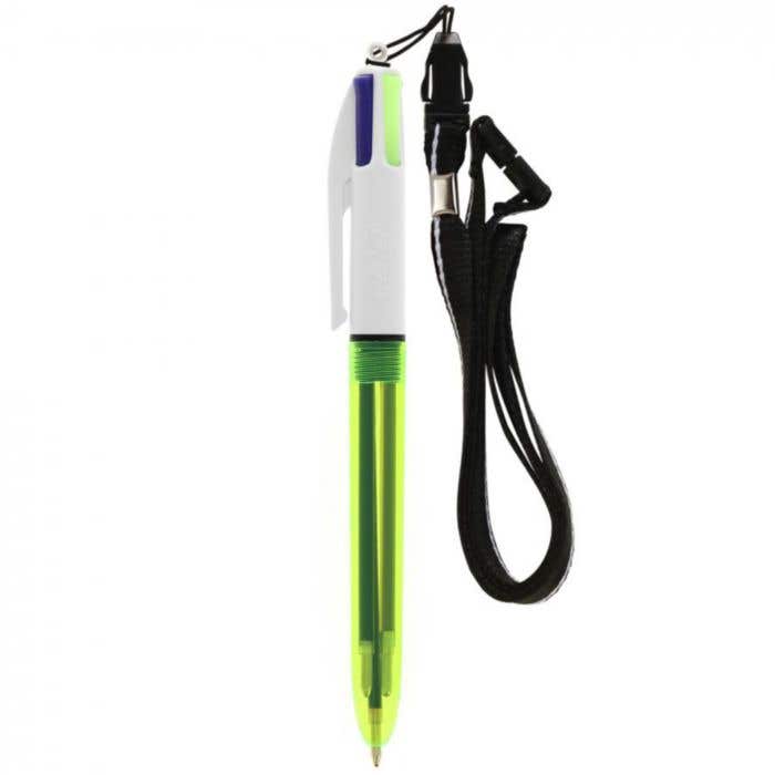 Stylo à bille 4 couleurs de BIC® avec lanyard