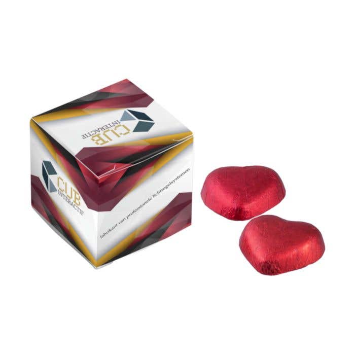 Boîte avec 2 cœurs au chocolat