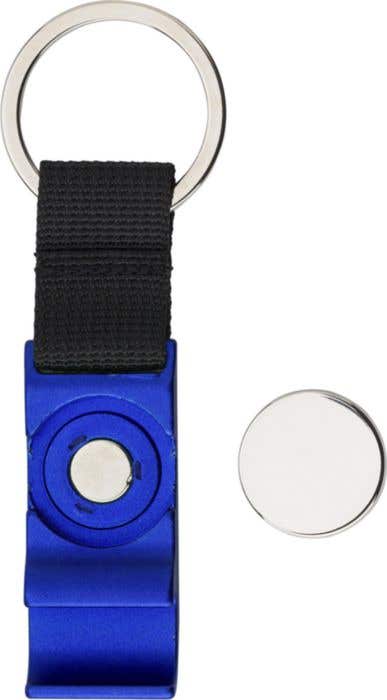 Porte-clés avec ouvre-bouteille et pièce de monnaie pour caddie