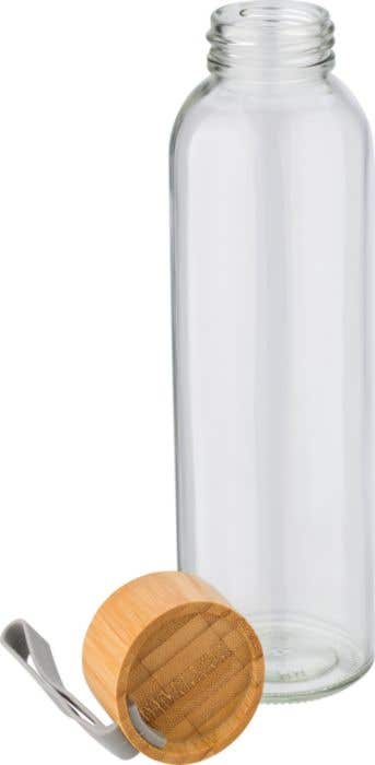 Bouteille en verre avec bouchon en bambou