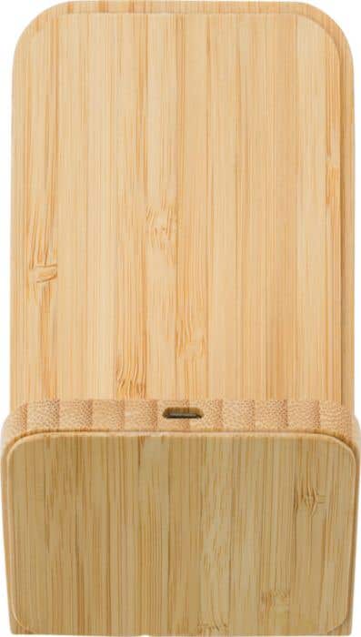 Support de téléphone en bambou avec chargeur sans fil