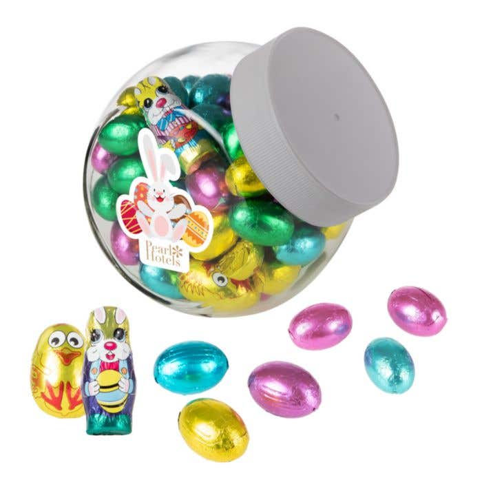 Petit pot en verre de 0,9 litre avec mélange de Pâques