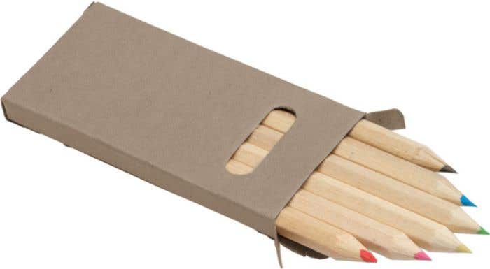 6 crayons de couleurs en bois naturel