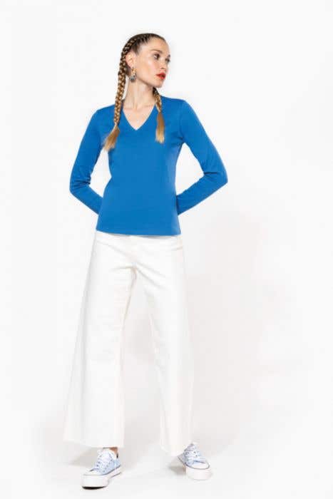 Kariban K382 Ladies' LS V-Neck T-Shirt